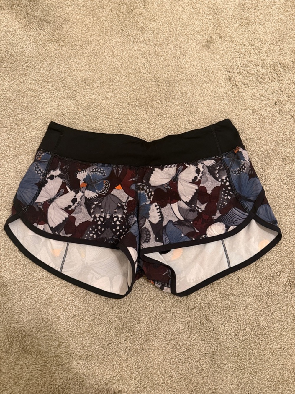 lululemon athletica Butterfly Print Athletic Shorts in Black, Blue, Burgundy
